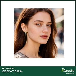 KISSPAT pendientes borla largos oro plata