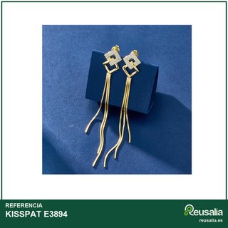 KISSPAT pendientes borla largos oro plata