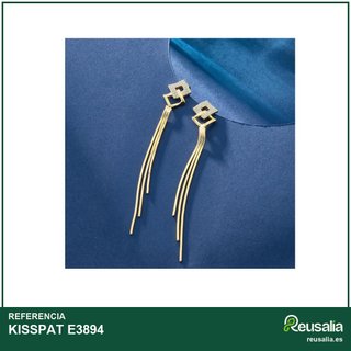KISSPAT pendientes borla largos oro plata