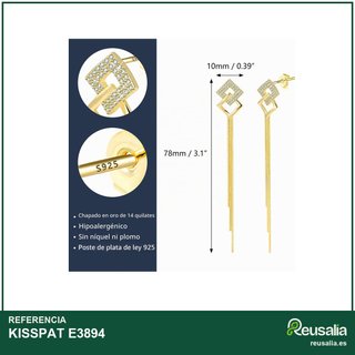 KISSPAT pendientes borla largos oro plata