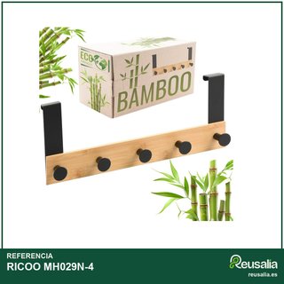 RICOO MH029N-4 perchero puerta bambú ganchos