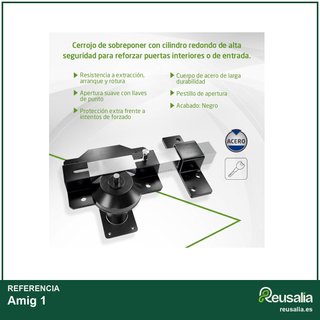 Amig Cerrojo Seguridad Cilindro Redondo 50mm