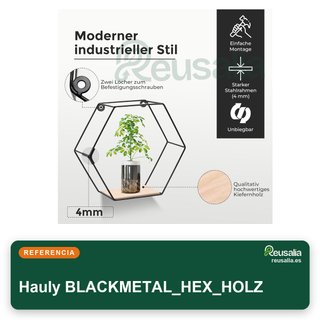 Juego 3 estantes hexagonales metal negro