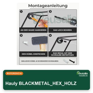 Juego 3 estantes hexagonales metal negro