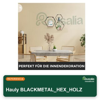 Juego 3 estantes hexagonales metal negro