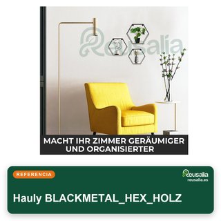 Juego 3 estantes hexagonales metal negro