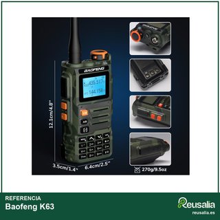 Baofeng K63 walkie talkie tribanda 6W