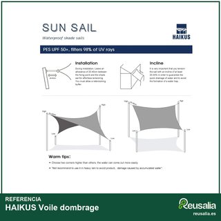HAIKUS Toldo vela sombra impermeable 2x4m