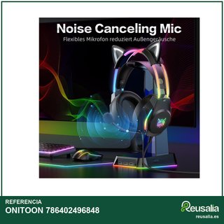 ONITOON auriculares gaming orejas gato RGB