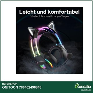 ONITOON auriculares gaming orejas gato RGB