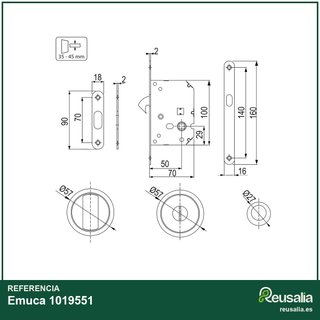 Emuca kit cerradura muletilla puerta corredera