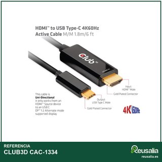 CLUB3D CAC-1334 Cable activo HDMI USB-C 4K