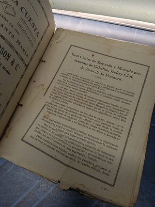libro algo deteriorado-Programa concurso equino Iberoamericano Jerez ( Cádiz) 1929