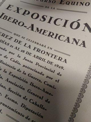 libro algo deteriorado-Programa concurso equino Iberoamericano Jerez ( Cádiz) 1929