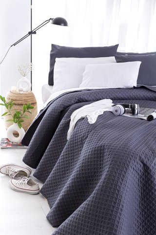 Todocama colcha boutí microfibra gris oscuro