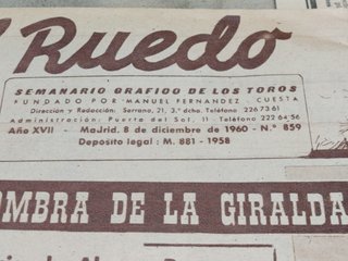 Tauromaquia. Revista El Ruedo 1960.