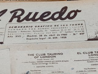 Tauromaquia. Revista El Ruedo 1960.
