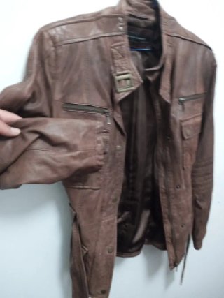 Chaqueta Zara Cuero Natural Dama Talla M