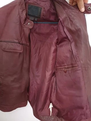 Zara Chaqueta Cuero Natural M Roja