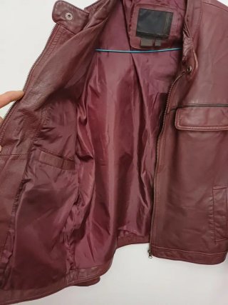 Zara Chaqueta Cuero Natural M Roja