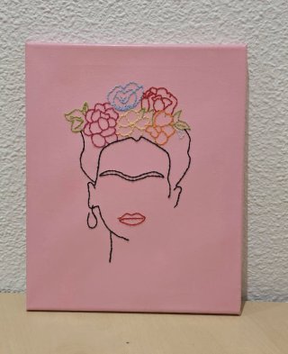 Lienzo Bordado Frida Kahlo Flores