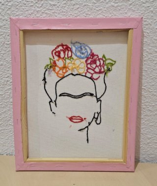 Lienzo Bordado Frida Kahlo Flores