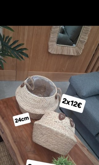 2 cestas de mimbre 24cm