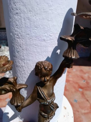Candelabro doble calamina francesa sobredorada