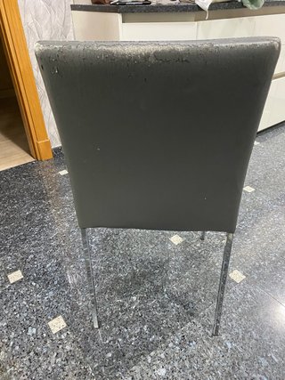 Silla de cocina gris polipiel y metal
