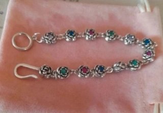 Pulsera de Rosas y Circonitas de colores de plata