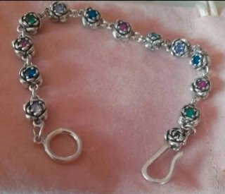 Pulsera de Rosas y Circonitas de colores de plata