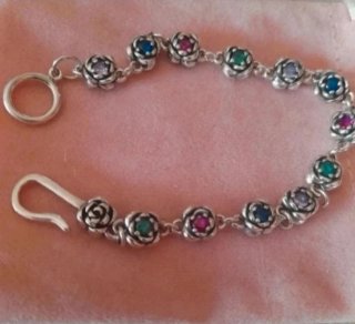 Pulsera de Rosas y Circonitas de colores de plata