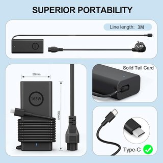 JEESTAM Cargador 165W 28V 5.89A USB‑C Dell
