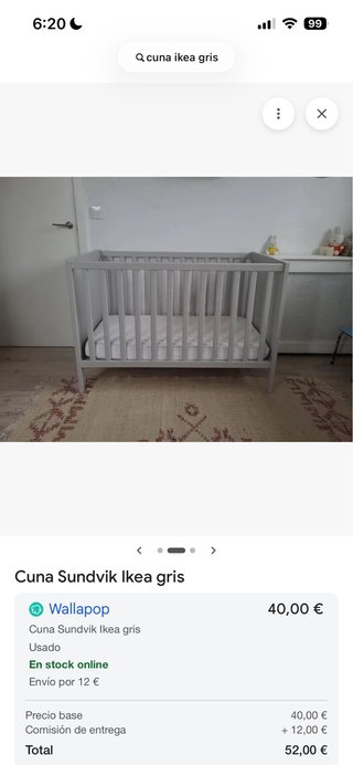 Cuna IKEA Sundvik Gris