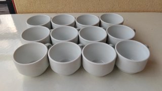 Lote 12 Tazas Café Leche Porcelana blanca apilable