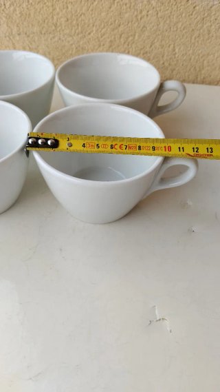 Lote 4 tazas cafe con leche porcelana blanca 6cm