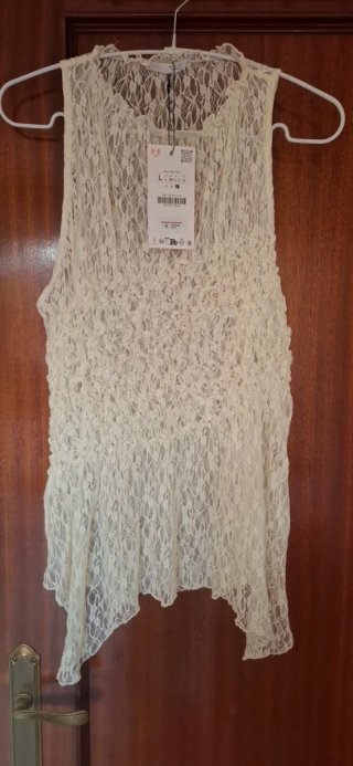 Top Zara Encaje Blanco Talla L