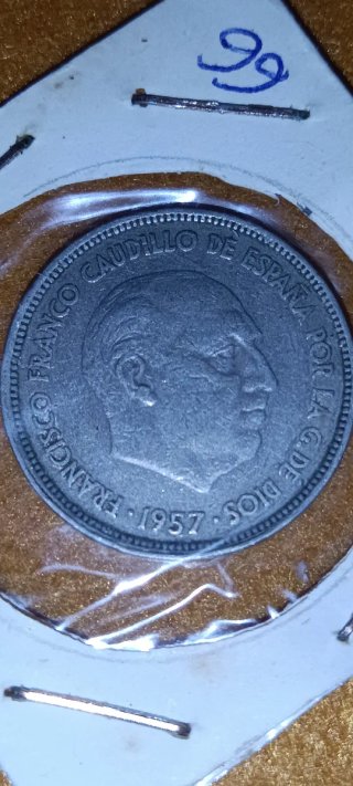 Lote 25 Pesetas 1957 Franco ¡Con ESTRELLA 61!