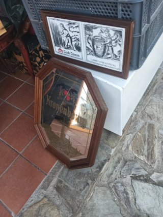 Lote espejo y cuadro cerveza