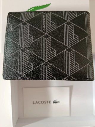 Cartera Lacoste Hombre Negra y Gris