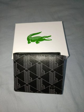 Cartera Lacoste Hombre Negra y Gris