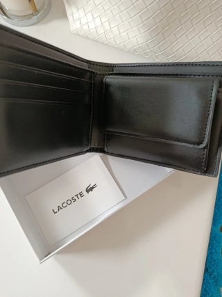 Cartera Lacoste Hombre Negra y Gris