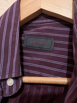 Camisa Rayas Granate Easy Wear Talla M