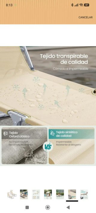 2 Tumbonas SONGMICS Plegables Beige sin estrenar