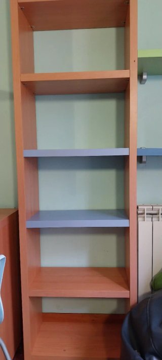 Conjunto escritorio, librería y baldas