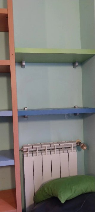 Conjunto escritorio, librería y baldas