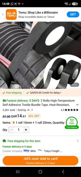 5 Rollos Cinta para cables