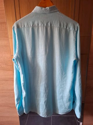 Camisa Lino Massimo Dutti turquesa