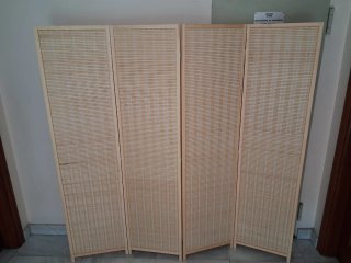 Biombo de mimbre plegable