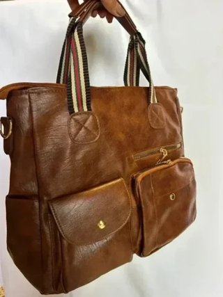 Bolso Tote Vintage Marrón y Verde